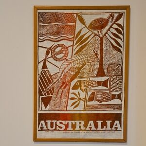 GRAPHIC FACTORY Australia Linen Wall Hanging w/Wood Frame